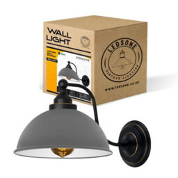 Grey Retro Wall Sconce Ledsone Vintage Metal Shade E27 Indoorwall Light