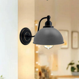 Grey Retro Wall Sconce Ledsone Vintage Metal Shade E27 Indoorwall Light For Living Room, Bedroom, Dining Room Fixture. - thumbnail 3