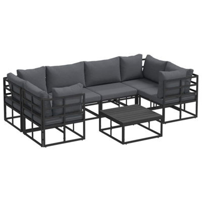 Berkfield Stylish Garden Sofa Set 7 Pcs Black Aluminium - image 1