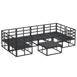 Berkfield Stylish Garden Sofa Set 7 Pcs Black Aluminium - thumbnail 9