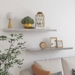 Berkfield Floating Wall Shelves 2 Pcs Concrete Grey 90X23.5X3.8 Cm Mdf - thumbnail 1