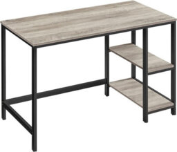 Songmics Industrial Computer Desk, Office And Living Room Work Table With Steel Frame And 2 Shelves, Heather Greige And Ink Black - thumbnail 2