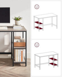Songmics Industrial Computer Desk, Office And Living Room Work Table With Steel Frame And 2 Shelves, Heather Greige And Ink Black - thumbnail 9