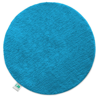 Floordirekt Sky Round Microfibre Bath Mat Soft 30mm Pile Non Slip Washable Bathroom Rug Turquoise 95 X 95 X 3 Cm - image 1