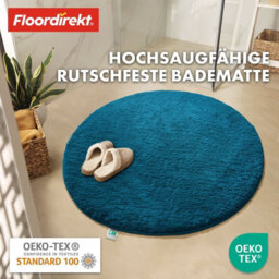 Floordirekt Sky Round Microfibre Bath Mat Soft 30mm Pile Non Slip Washable Bathroom Rug Turquoise 95 X 95 X 3 Cm - thumbnail 3