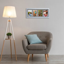 AK Frames 50X20Cm Silver Sleek Multi Photo Frame With Mid Grey Mount - Holds 4 Apertures (4X) 6X4 Photos - thumbnail 3