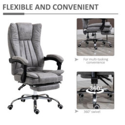 Vinsetto Executive Office Chair Computer Desk Chair For Home W/ Footrest, Grey - thumbnail 6