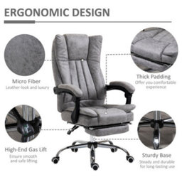 Vinsetto Executive Office Chair Computer Desk Chair For Home W/ Footrest, Grey - thumbnail 7