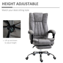 Vinsetto Executive Office Chair Computer Desk Chair For Home W/ Footrest, Grey - thumbnail 4