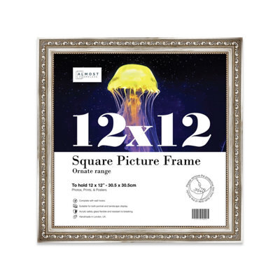 12X12 Silver Ornate Picture Frame (30.5 X 30.5Cm) Poster, Photo, Artwork, Gallery Wall Or Print - image 1