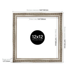 12X12 Silver Ornate Picture Frame (30.5 X 30.5Cm) Poster, Photo, Artwork, Gallery Wall Or Print - thumbnail 2