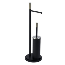 Showerdrape Chester Black Toilet Roll Holder & Toilet Brush Combination