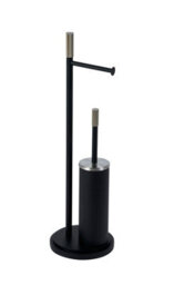 Showerdrape Chester Black Toilet Roll Holder & Toilet Brush Combination - thumbnail 2