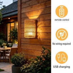 Amorly 2 Pack Boho Rattan Wall Sconce, Woven Wall Light Fixture For Bedroom Hallway Entryway - thumbnail 4