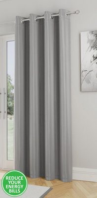 Enhanced Living Nightfall Plain Supersoft Grey Thermal Blockout (Single) Eyelet Door Curtain - 66 X 84 Inch (168 X 214Cm) - image 1