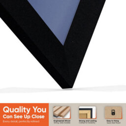 "30X17"" Matte Black Modern Vinyl Record Frame With Blue Mount For 12 Inch Lp Album Cover & Disc - Ak Frames" - thumbnail 3