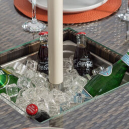 That's Furniture Savannah Rectangle 8 Seat Rattan Dining Set W/ Ice Bucket Drinks Cooler - Brown - thumbnail 4