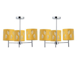 First Choice Lighting Set Of 2 Brea - Chrome 3 Light Fittings With Ochre Fern Shades - thumbnail 1