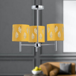 First Choice Lighting Set Of 2 Brea - Chrome 3 Light Fittings With Ochre Fern Shades - thumbnail 5