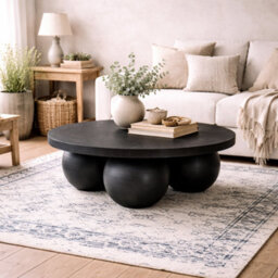 Wyld Haus Templemore Round Concrete Coffee Table 900mm X 300mm Matt Black