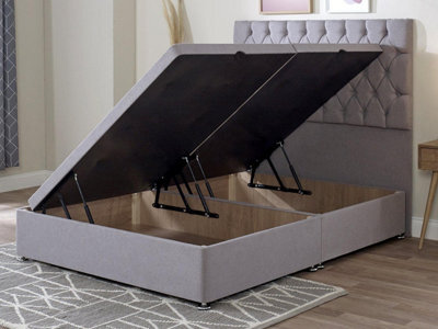 Divan Base Direct Signature Ottoman Storage Side Lift Divan Bed Base Only 6Ft Super King- Wool Clay - image 1