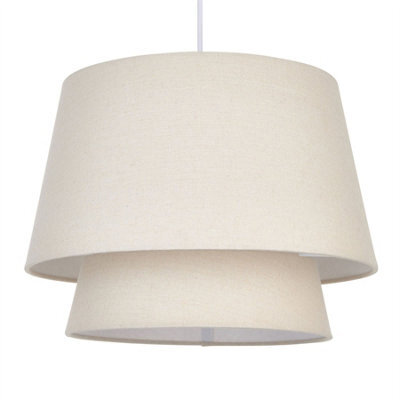 First Choice Lighting Ambra - Two Tier Natural Linen Easy Fit Pendant Shade - image 1