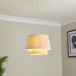 First Choice Lighting Ambra - Two Tier Natural Linen Easy Fit Pendant Shade - thumbnail 6