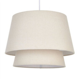 First Choice Lighting Ambra - Two Tier Natural Linen Easy Fit Pendant Shade