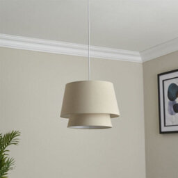First Choice Lighting Ambra - Two Tier Natural Linen Easy Fit Pendant Shade - thumbnail 5