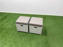 Fimous 11 Seater Wicker Rattan Corner Sofa Sets Outdoor Garden Furniture Sets With Lounge Sofa 3 Footstools Light Grey - thumbnail 8