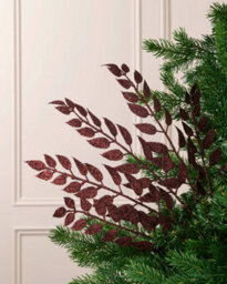 WeRChristmas 73 Cm Burgundy Glitter Leaf Christmas Decoration Spray - thumbnail 2