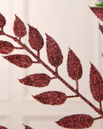 WeRChristmas 73 Cm Burgundy Glitter Leaf Christmas Decoration Spray - thumbnail 4