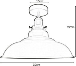 Industrial Flush Mount Ceiling Lamp Metal 32Cm Shade Indoor Light Fitting For Bed Room, Kitchen, Living Room With Bulb - thumbnail 3