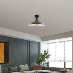 Industrial Flush Mount Ceiling Lamp Metal 32Cm Shade Indoor Light Fitting For Bed Room, Kitchen, Living Room With Bulb - thumbnail 4