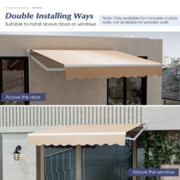 Costway Retractable Awning Aluminum Patio Sun Shade W/ Crank Handle-Beige - thumbnail 6
