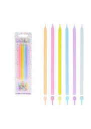 Henbrandt Pack Of 12 Pastel Party Tall Candles With Holders (12.5Cm) - thumbnail 1