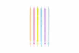 Henbrandt Pack Of 12 Pastel Party Tall Candles With Holders (12.5Cm) - thumbnail 2