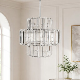 3 Tier Clear Crystal Pendant Lampshade, Modern Chandelier Style Ceiling Light Shade - thumbnail 2