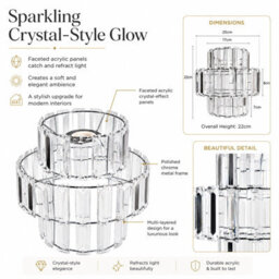 3 Tier Clear Crystal Pendant Lampshade, Modern Chandelier Style Ceiling Light Shade - thumbnail 5