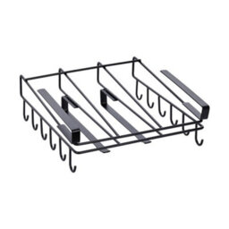 Living And Home Black Under Cabinet Storage Rack Cutting Board Holder With 12 Hooks And 2 Bars, 26Cm (W) X 25Cm (D) X 8.5Cm (H) - thumbnail 3