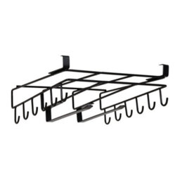 Living And Home Black Under Cabinet Storage Rack Cutting Board Holder With 12 Hooks And 2 Bars, 26Cm (W) X 25Cm (D) X 8.5Cm (H) - thumbnail 5