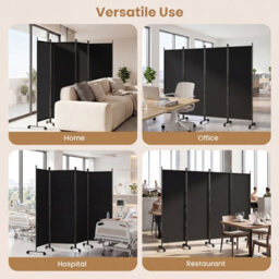 Costway 4-Panel Room Divider 173 Cm Tall Folding Privacy Screen Portable Wall Separator - thumbnail 5
