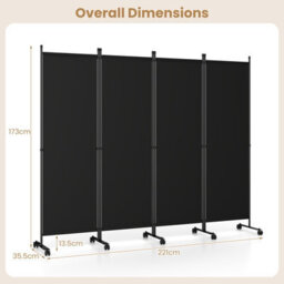 Costway 4-Panel Room Divider 173 Cm Tall Folding Privacy Screen Portable Wall Separator - thumbnail 2