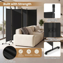 Costway 4-Panel Room Divider 173 Cm Tall Folding Privacy Screen Portable Wall Separator - thumbnail 9