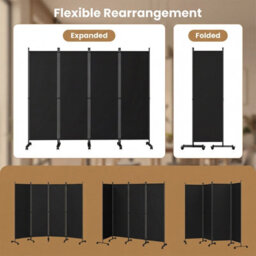Costway 4-Panel Room Divider 173 Cm Tall Folding Privacy Screen Portable Wall Separator - thumbnail 8