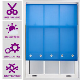 Made To Measure Daylight Roller Blind With Chrome Round Eyelets By Furnished - Blue (W)120Cm X (L)165Cm