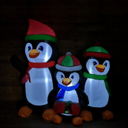 Samuel Alexander 1.5M Light Up Christmas Inflatable Penguin Family With 12 White Leds - thumbnail 1