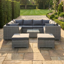 Artemis Home Oliena 10 Seat Modular Rattan Small U-Shape Garden Furniture - Grey - thumbnail 1