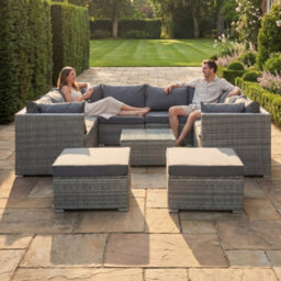 Artemis Home Oliena 10 Seat Modular Rattan Small U-Shape Garden Furniture - Grey - thumbnail 2