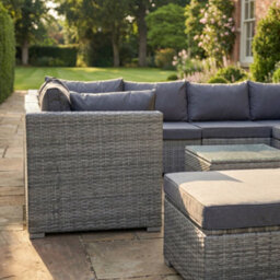 Artemis Home Oliena 10 Seat Modular Rattan Small U-Shape Garden Furniture - Grey - thumbnail 3